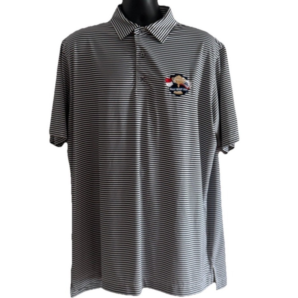 Footjoy Golf Shirt Navy White Striped East West Cup Logo Sz XL Team Pinehurst